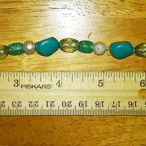 Teal and Pearl, Hemp Cord, Beaded Bracelet - Picture 6 of 6